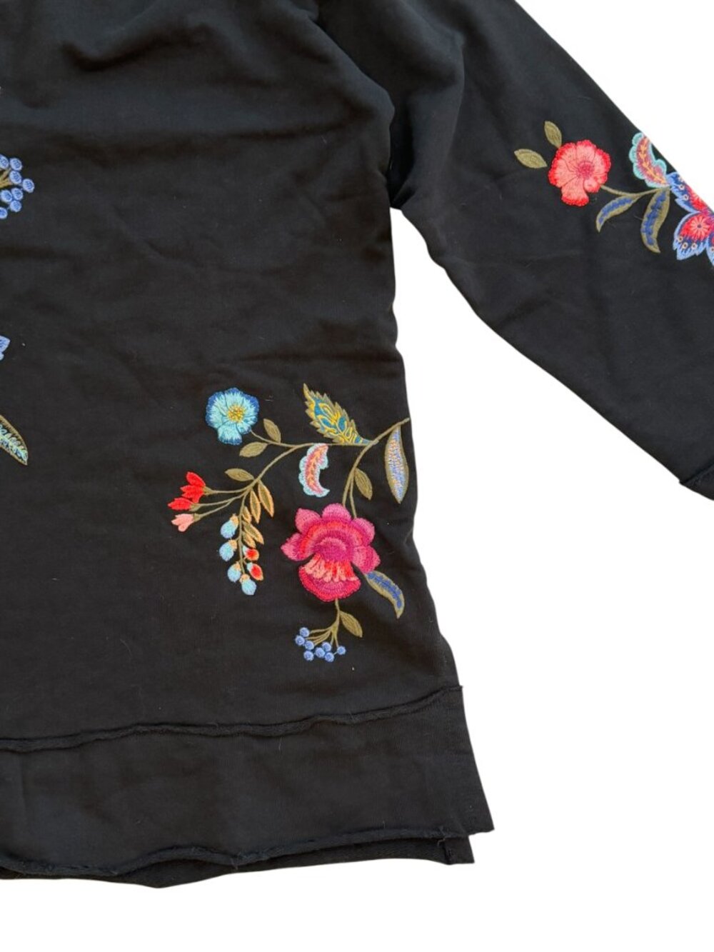 Johnny Was Noire Embroidered Floral  Pullover Boho Sweatshirt Black M NWT $180 - Picture 4 of 5